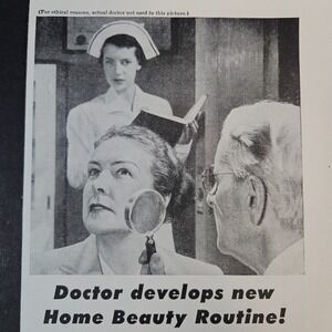 1949 Noxzema Vintage Print Ad Greaseless Powder Base Complextion Cream Dr Nurse‎